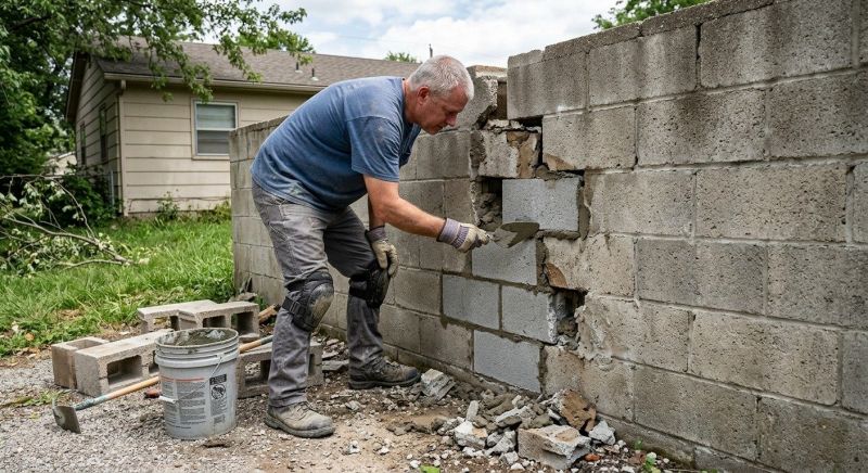 Cinder Block Wall Repair in Centerville, UT
