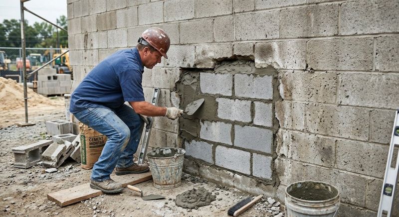 Cinder Block Wall Repair in Riverton, UT