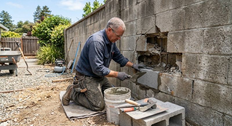 Cinder Block Wall Repair in Salt Lake County, UT